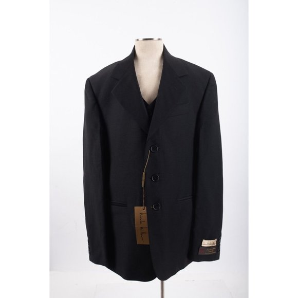 Nicole Miller Boys 3 Pc Jacket Pants Vest Suit Set Sz 16 Black super 100s NWT